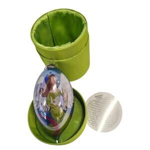 Pier 1 Li Bien 2006 Angel Tear Drop Hand Painted 4.5" Glass Christmas Ornament